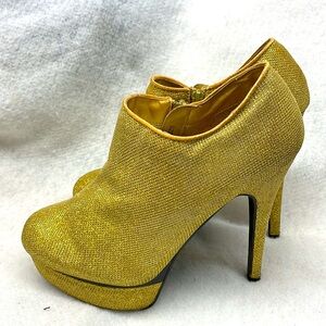 Kalli gold glitter vintage style platform heels ladies sz 11